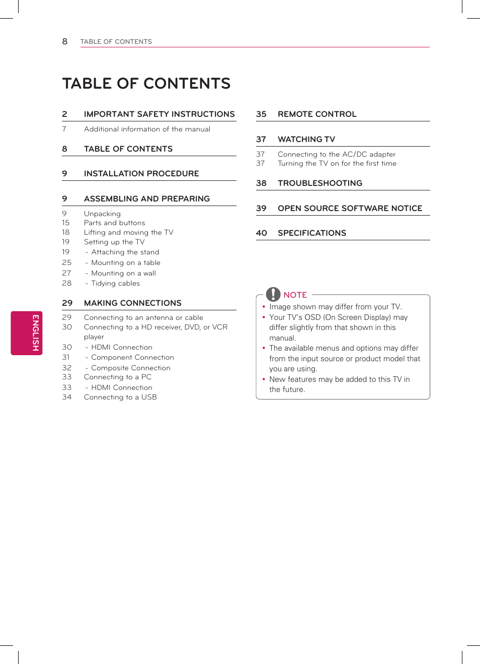LG 32CS560 User Manual | Page 8 / 44
