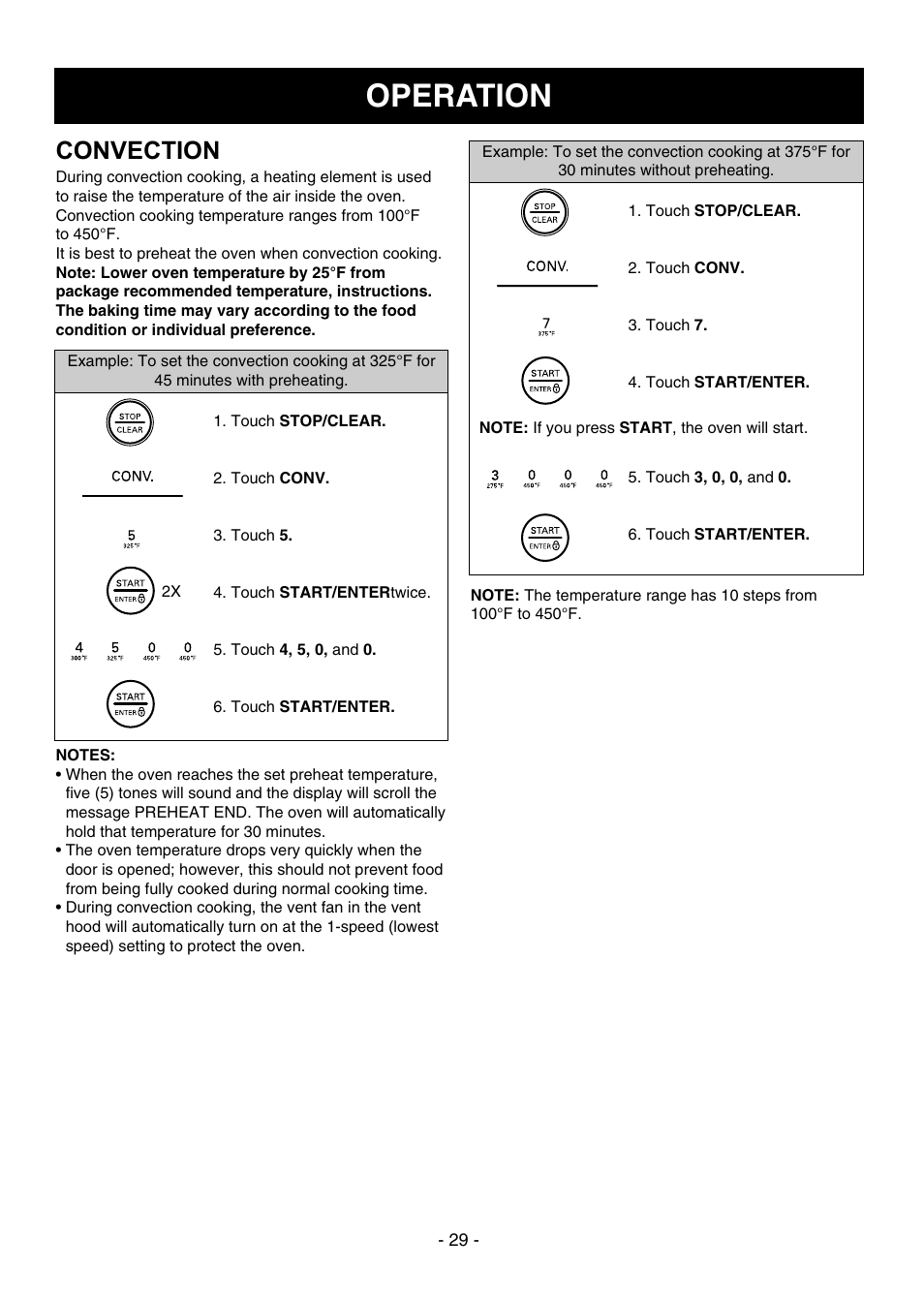 Operation, Convection | LG LMVH1750ST User Manual | Page 29 / 49