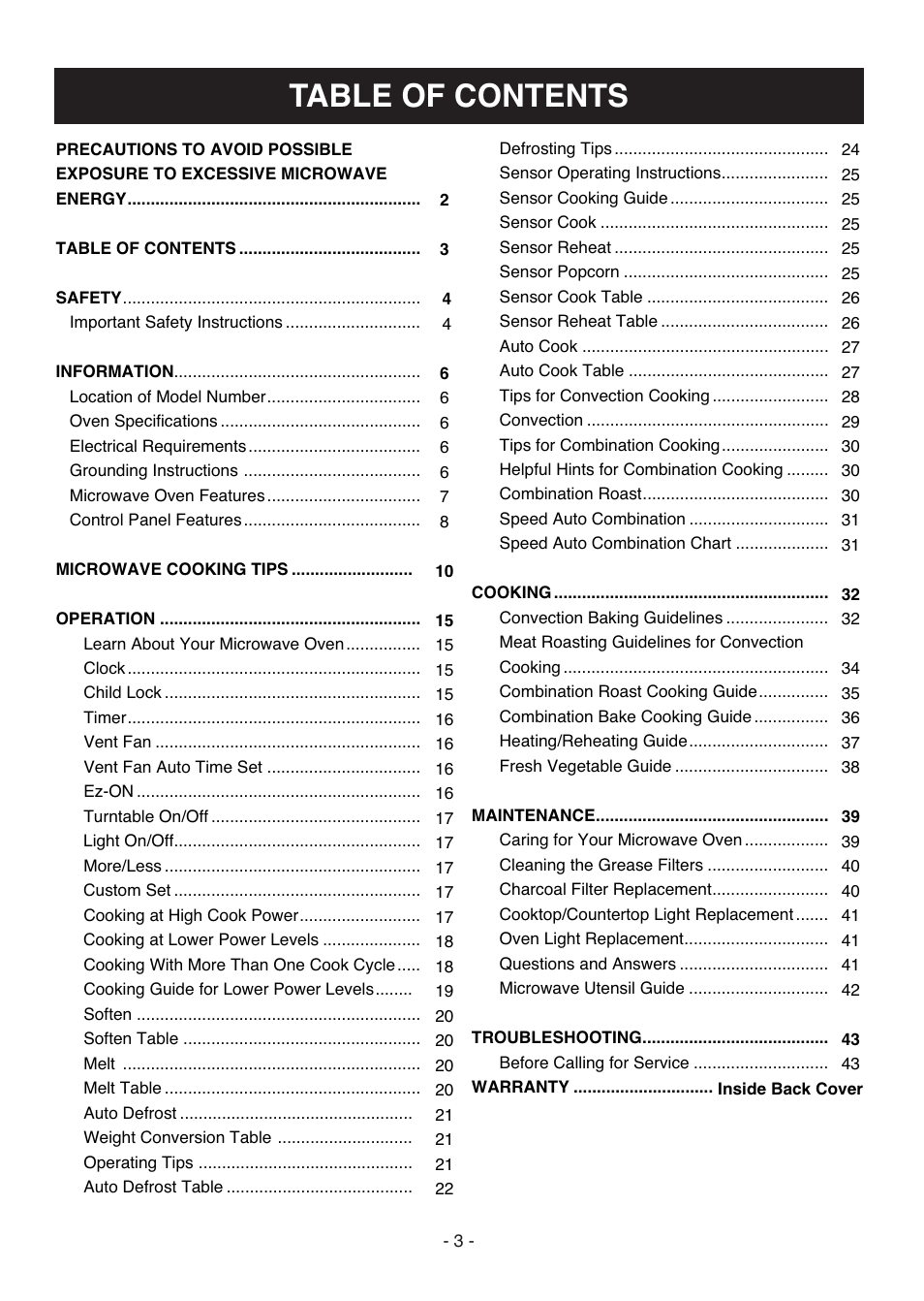 LG LMVH1750ST User Manual | Page 3 / 49