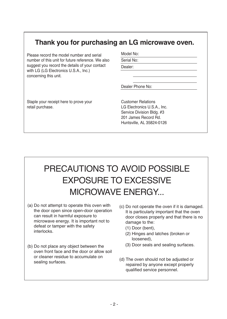 LG LMVH1750ST User Manual | Page 48 / 49