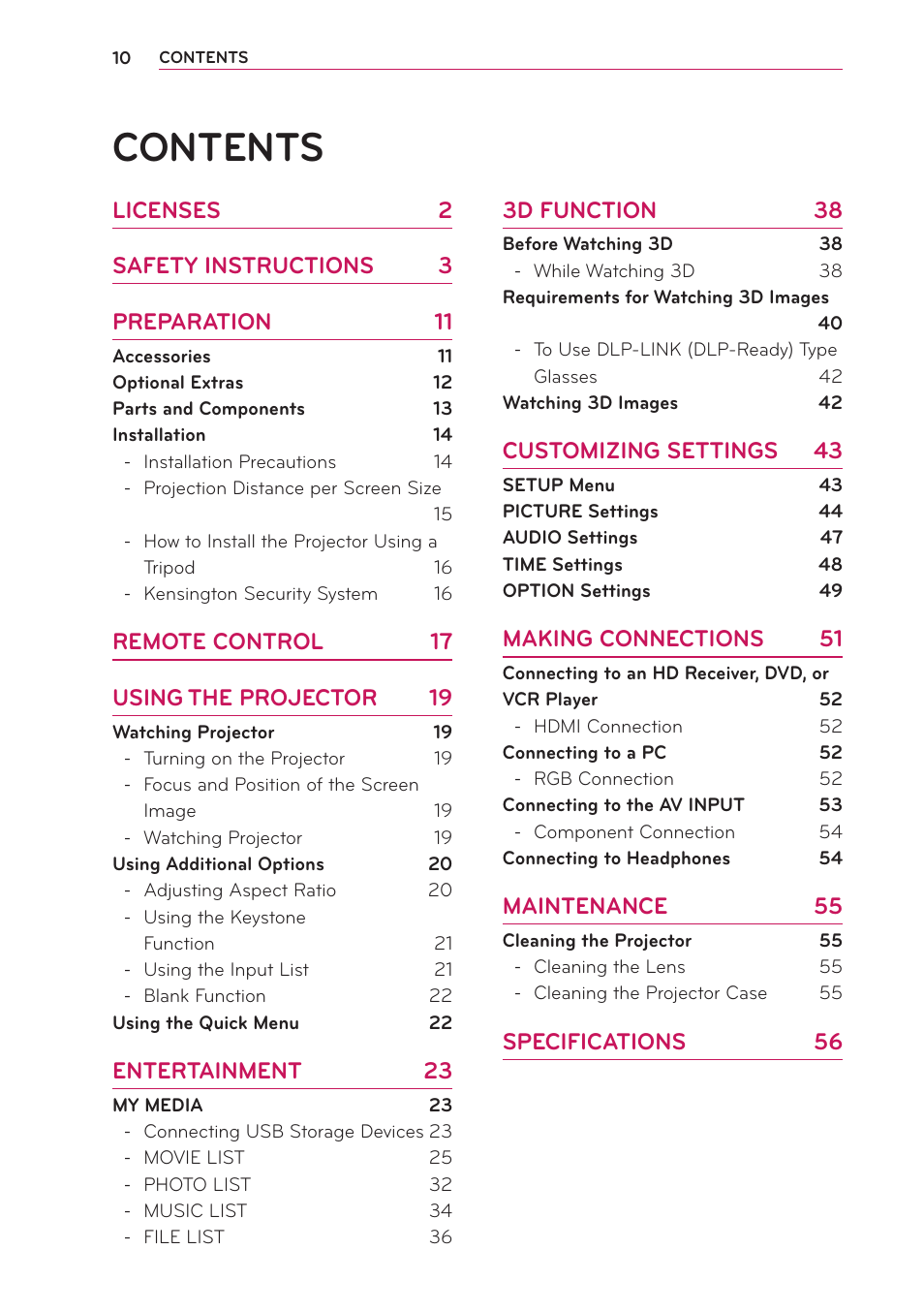 LG PB60G User Manual | Page 10 / 59