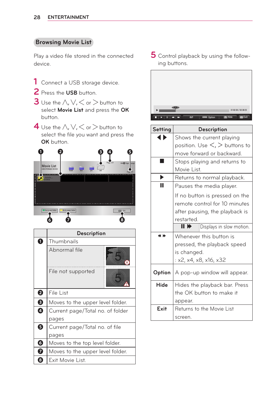 Browsing movie list | LG PB60G User Manual | Page 28 / 59