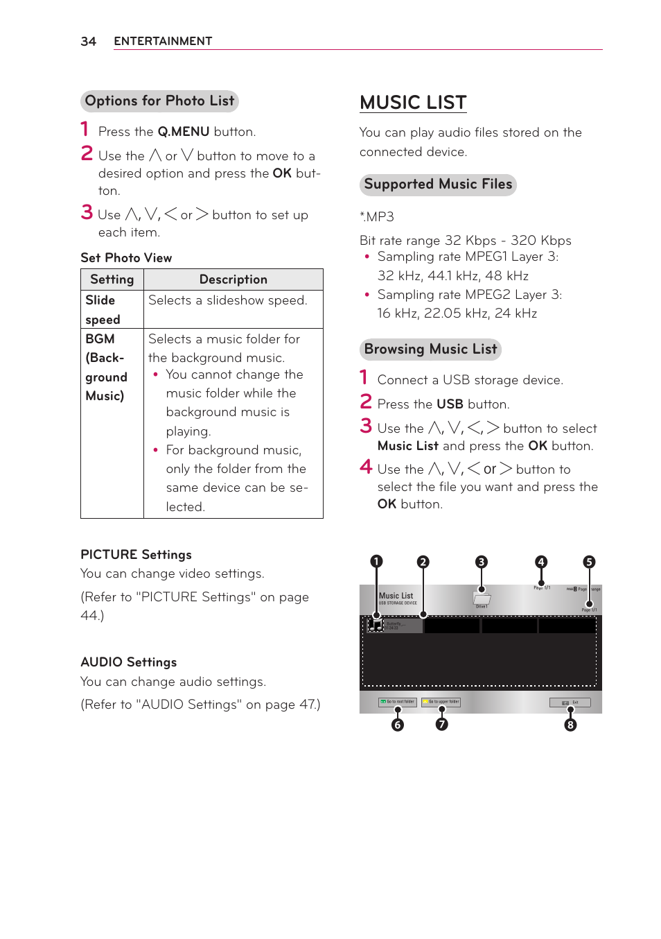 Music list | LG PB60G User Manual | Page 34 / 59