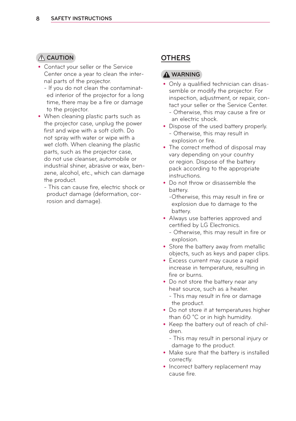Others | LG PB60G User Manual | Page 8 / 59