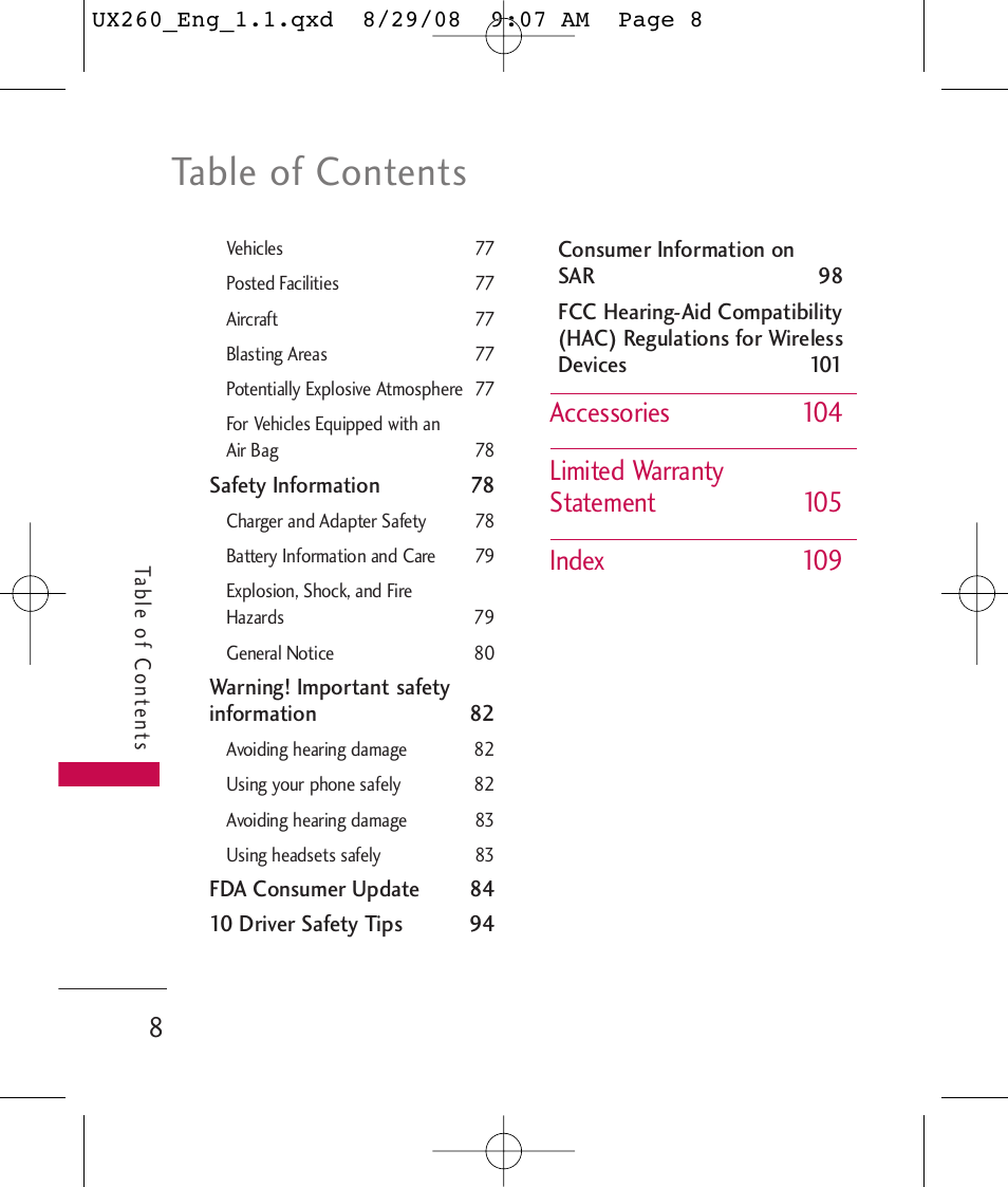 LG LGUX260PW User Manual | Page 10 / 231