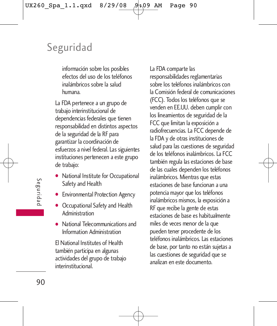 Seguridad | LG LGUX260PW User Manual | Page 203 / 231