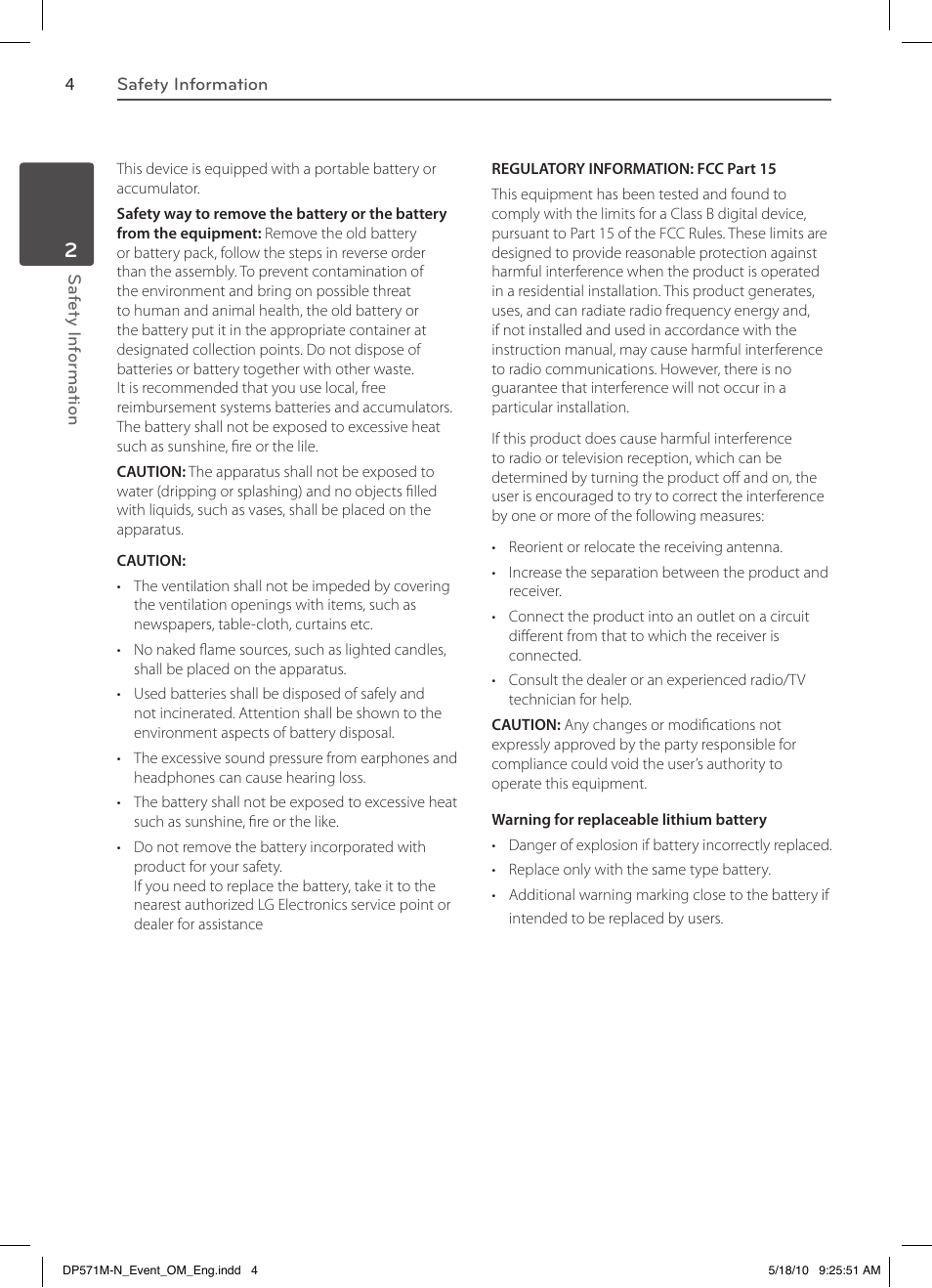 LG DP570MH User Manual | Page 4 / 42