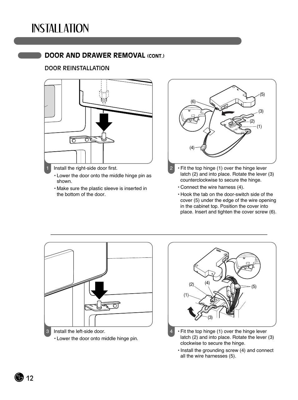 12 door and drawer removal | LG LMX25981SB User Manual | Page 12 / 46