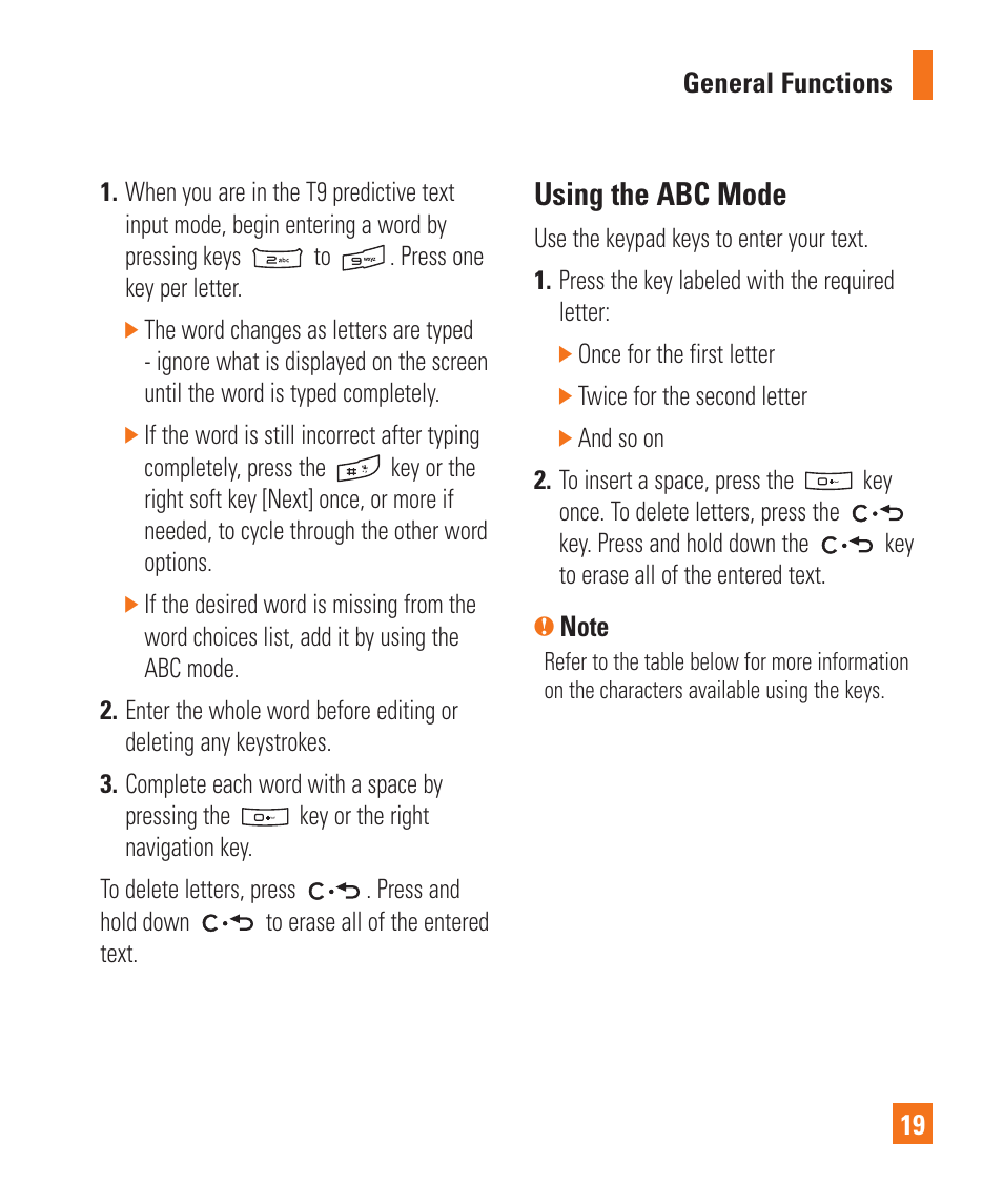 Using the abc mode | LG GD710 User Manual | Page 23 / 131