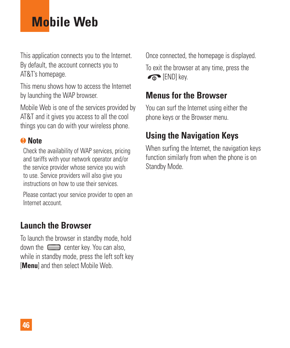 Mobile web | LG GD710 User Manual | Page 50 / 131