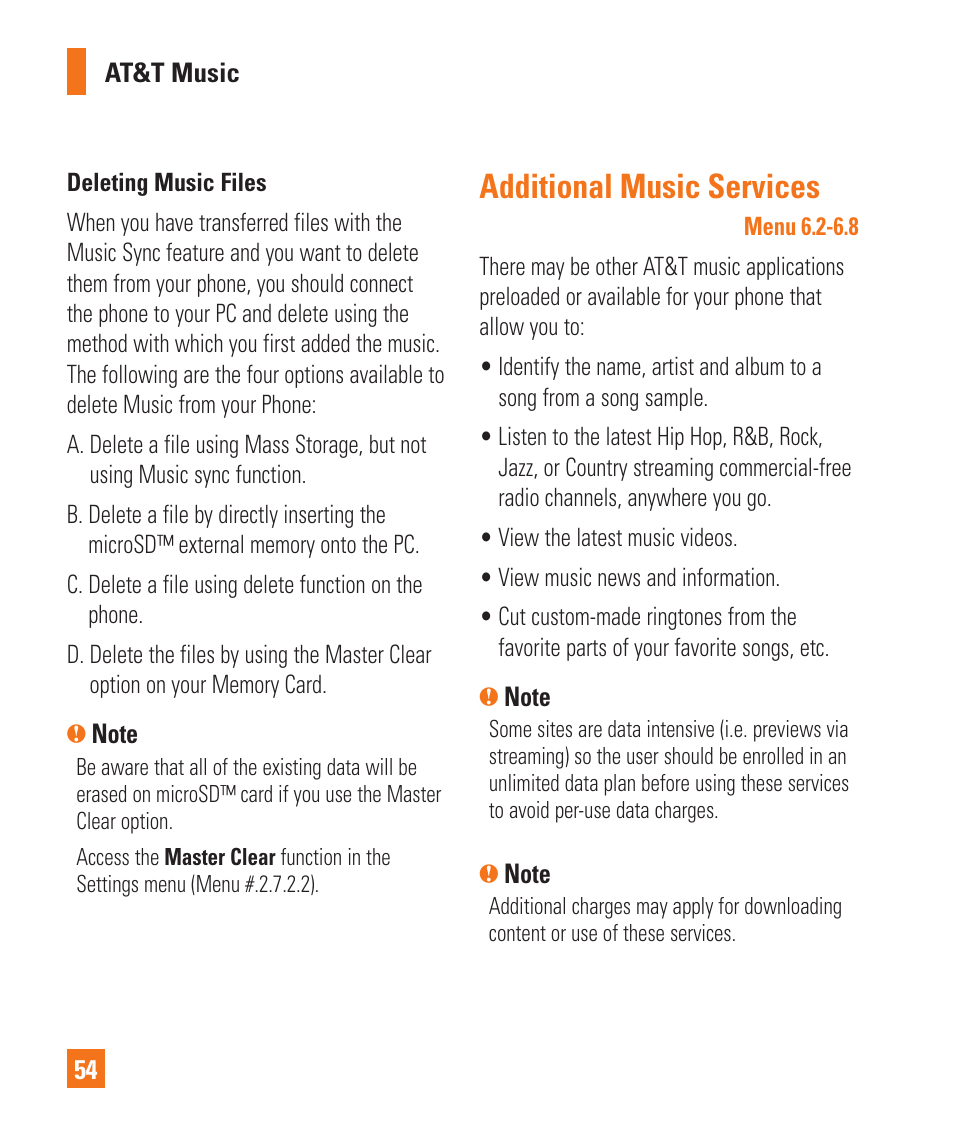 Additional music services | LG GD710 User Manual | Page 58 / 131