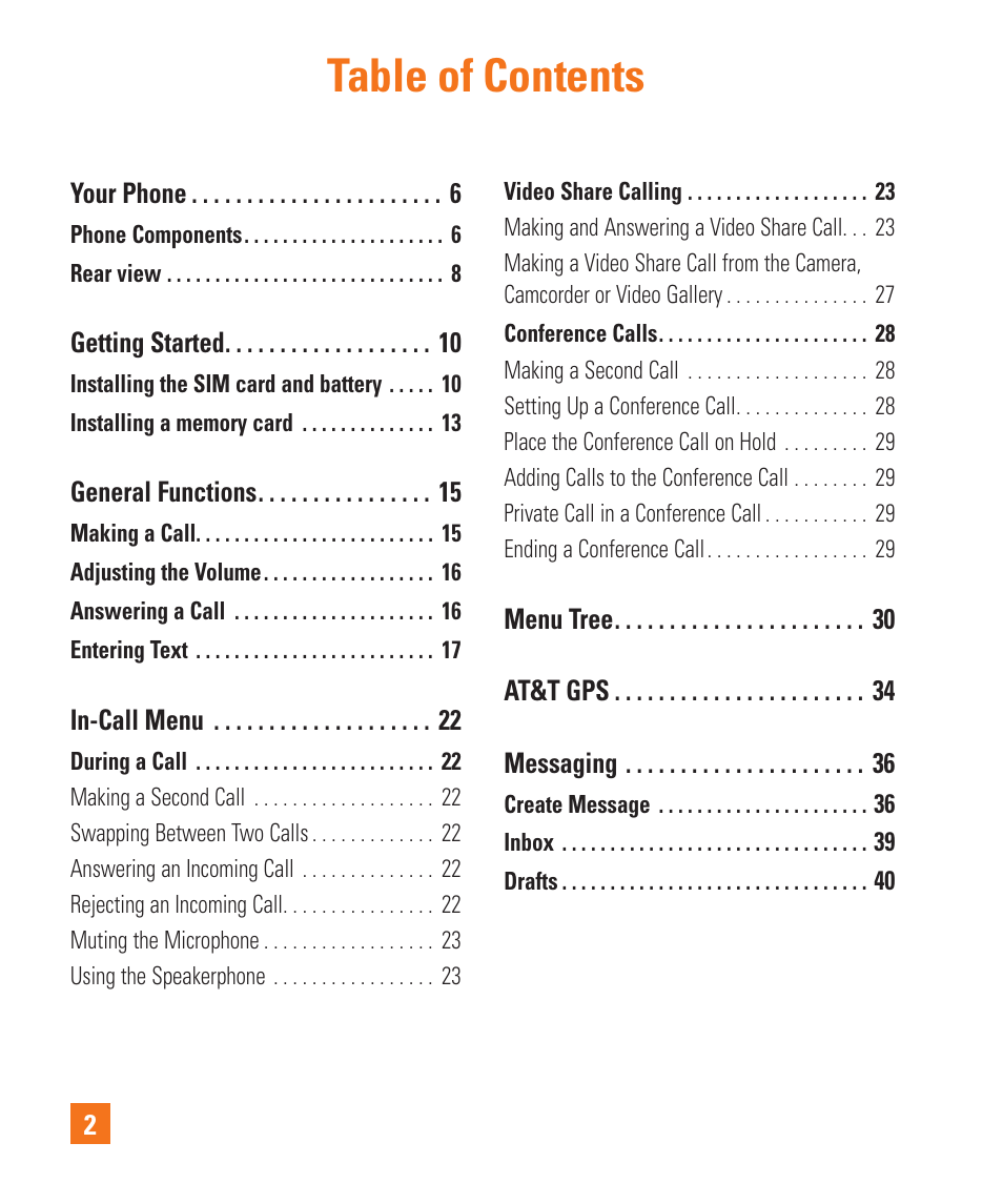 LG GD710 User Manual | Page 6 / 131