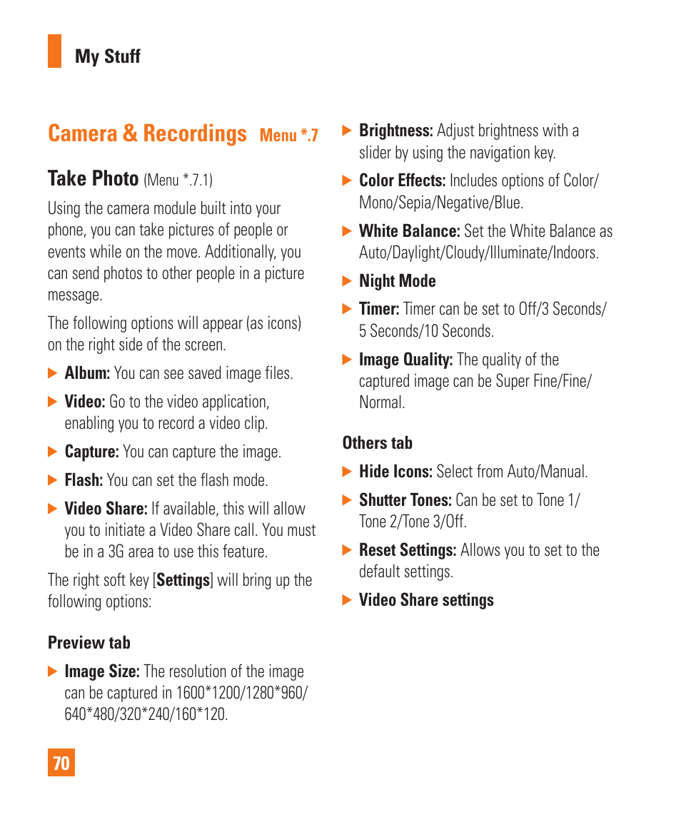 Camera & recordings, Take photo | LG GD710 User Manual | Page 74 / 131