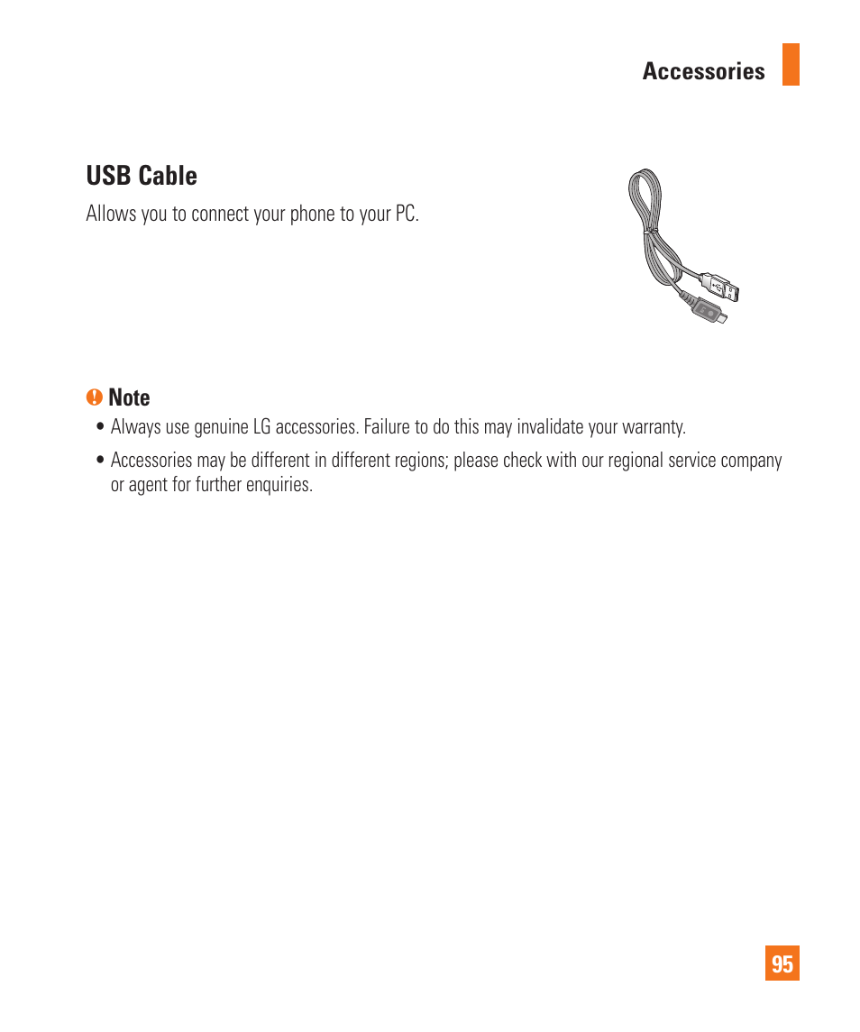 Usb cable | LG GD710 User Manual | Page 99 / 131