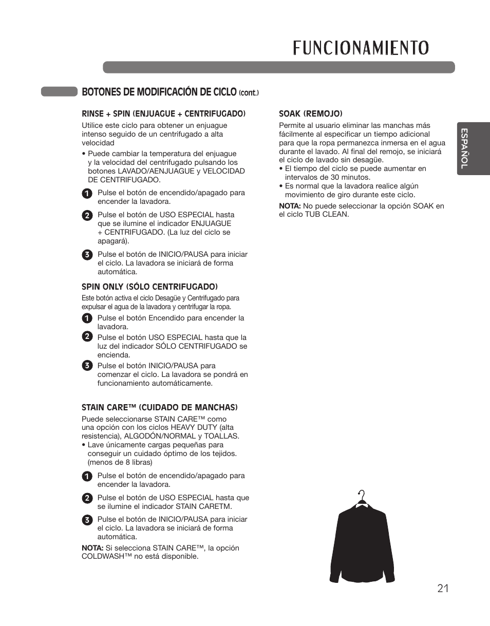 Botones de modificación de ciclo | LG WT5001CW User Manual | Page 55 / 68