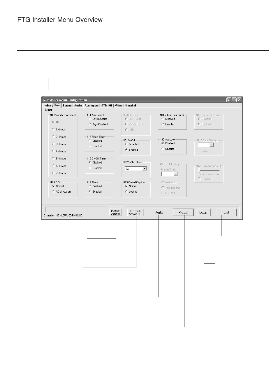 Ftg installer menu overview | LG 32LH240H User Manual | Page 122 / 157