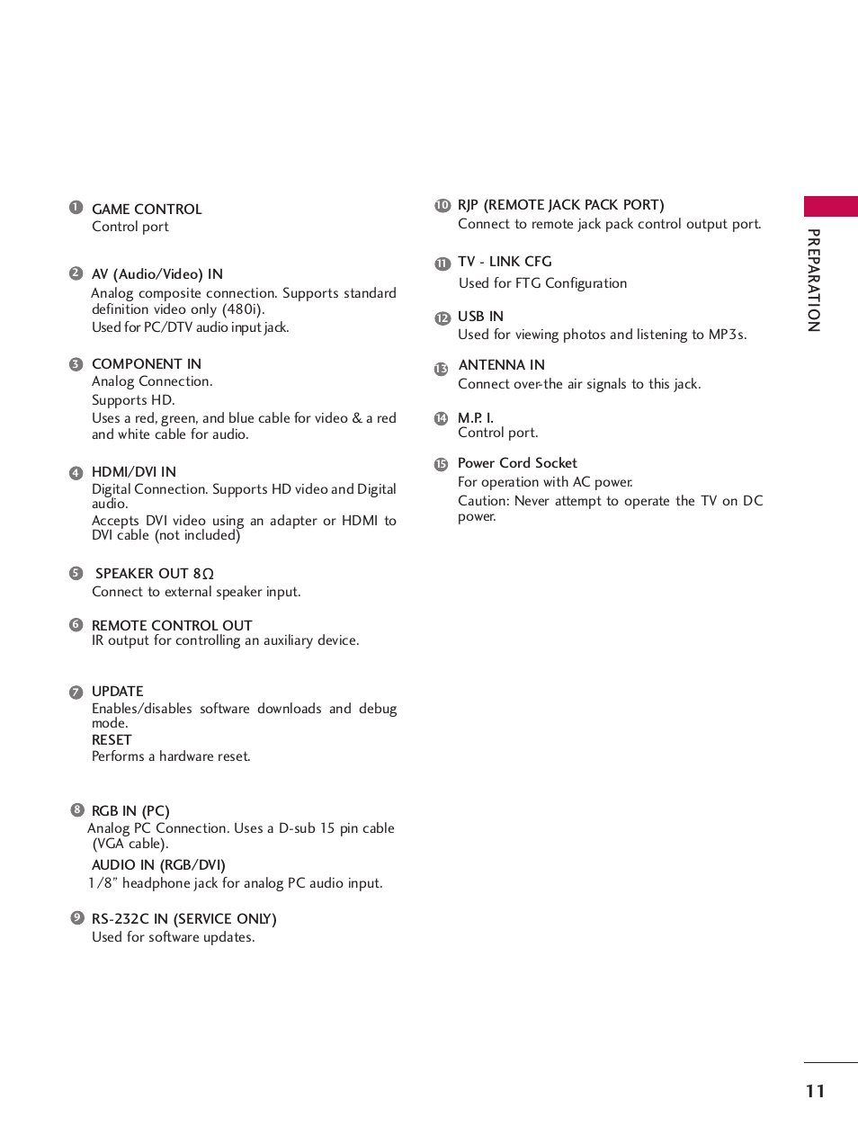 Prep ar a tion | LG 32LH240H User Manual | Page 14 / 157
