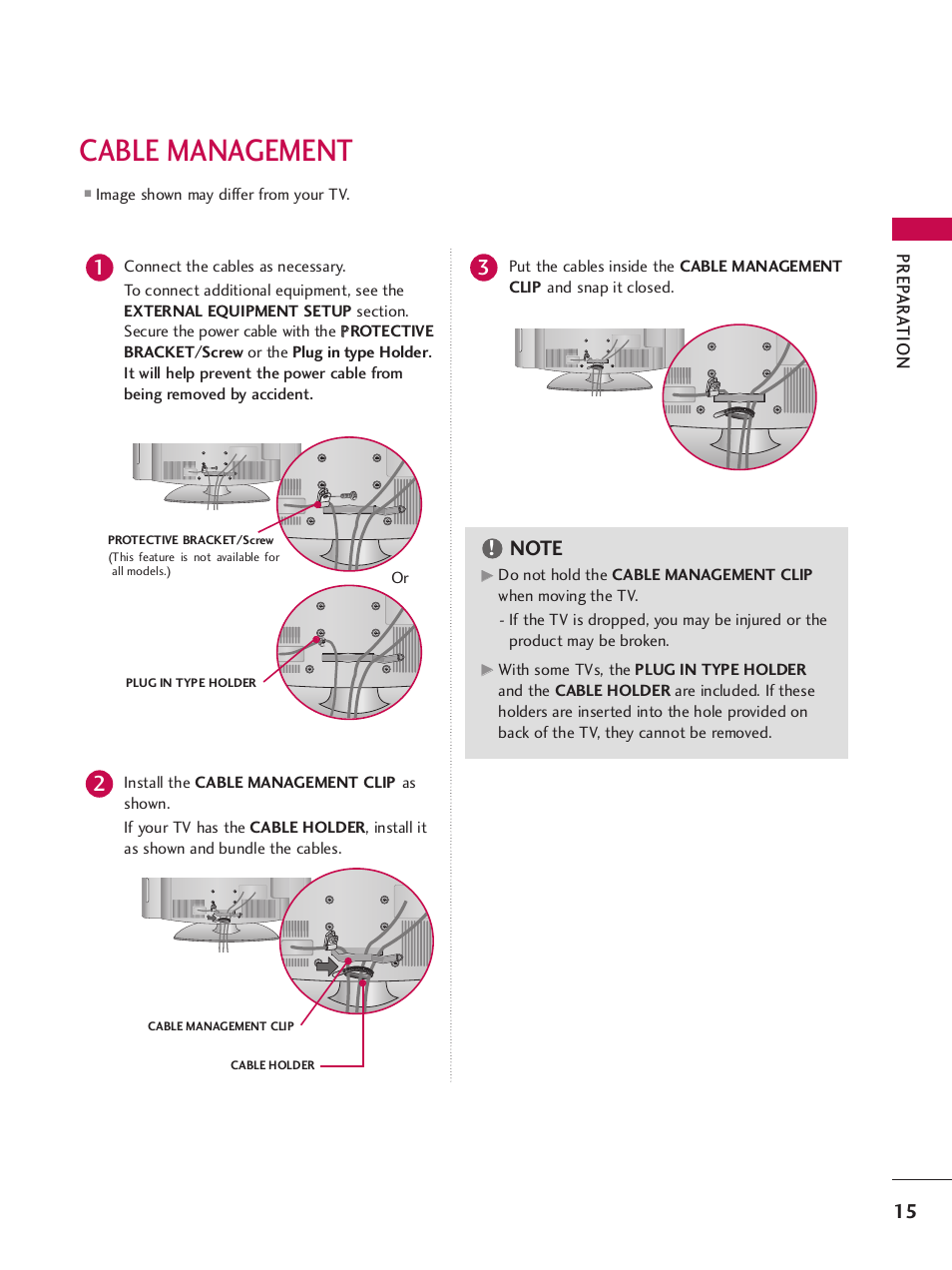 Cable management | LG 32LH240H User Manual | Page 18 / 157