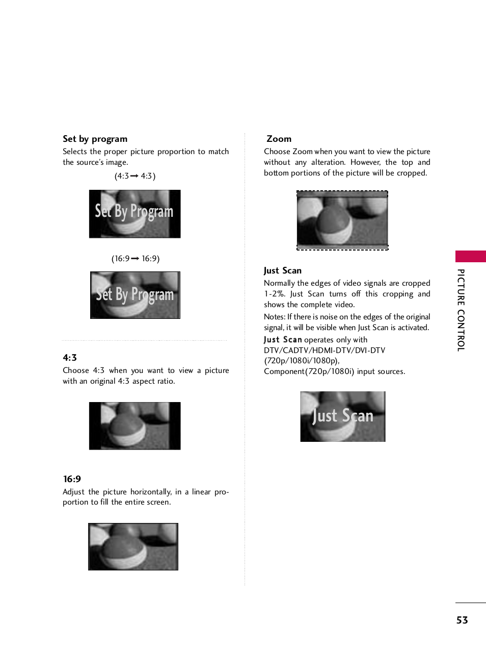 Set by program, Set by program just scan | LG 32LH240H User Manual | Page 56 / 157