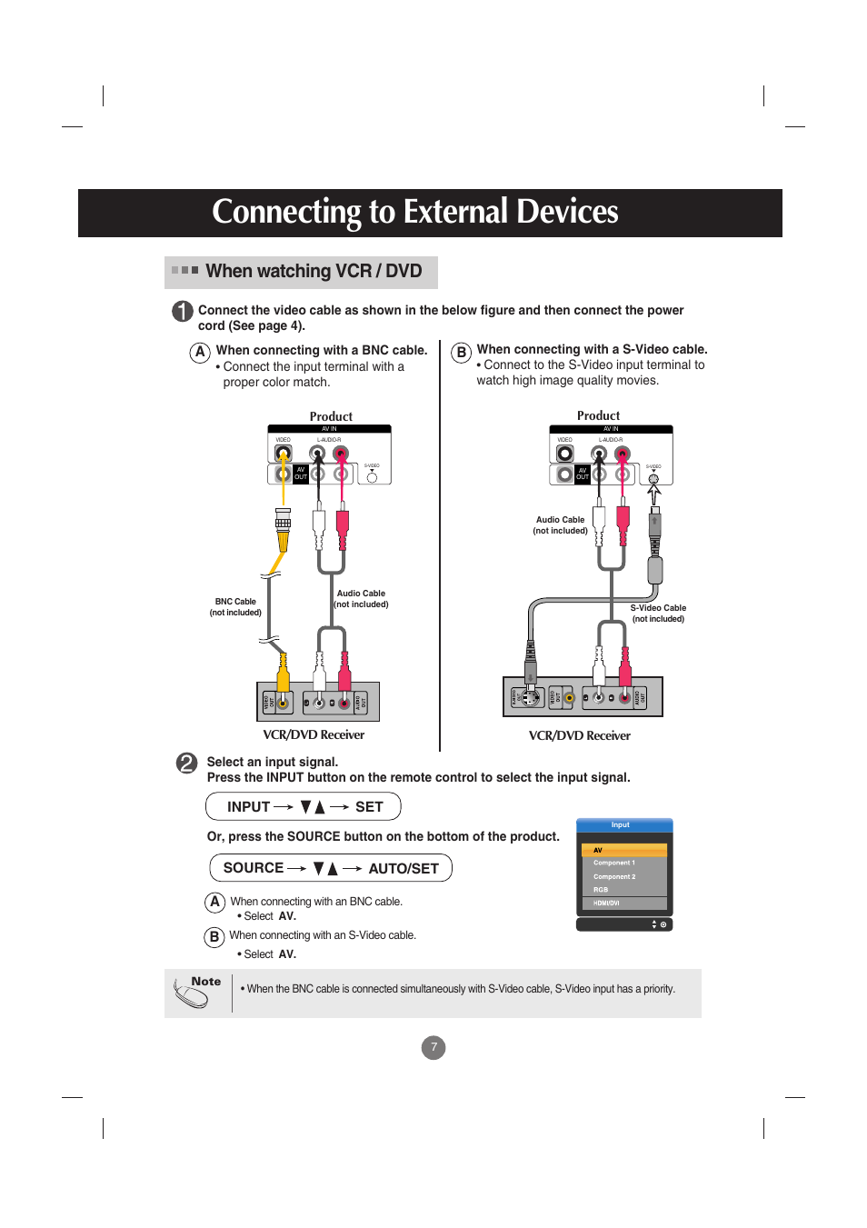 When watching vcr / dvd, Connecting to external devices | LG M5201C-BA User Manual | Page 8 / 50