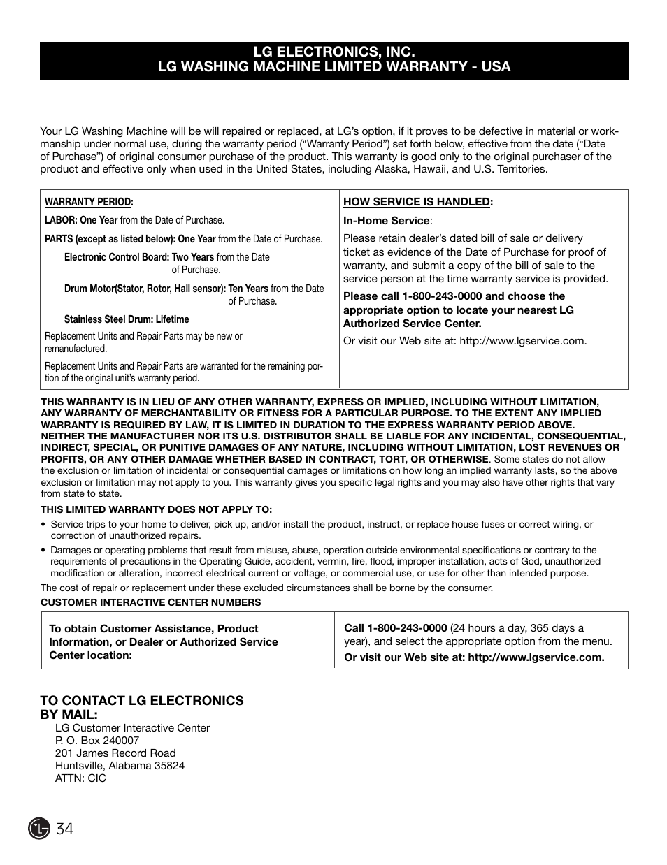 LG WM2301HR User Manual | Page 34 / 108