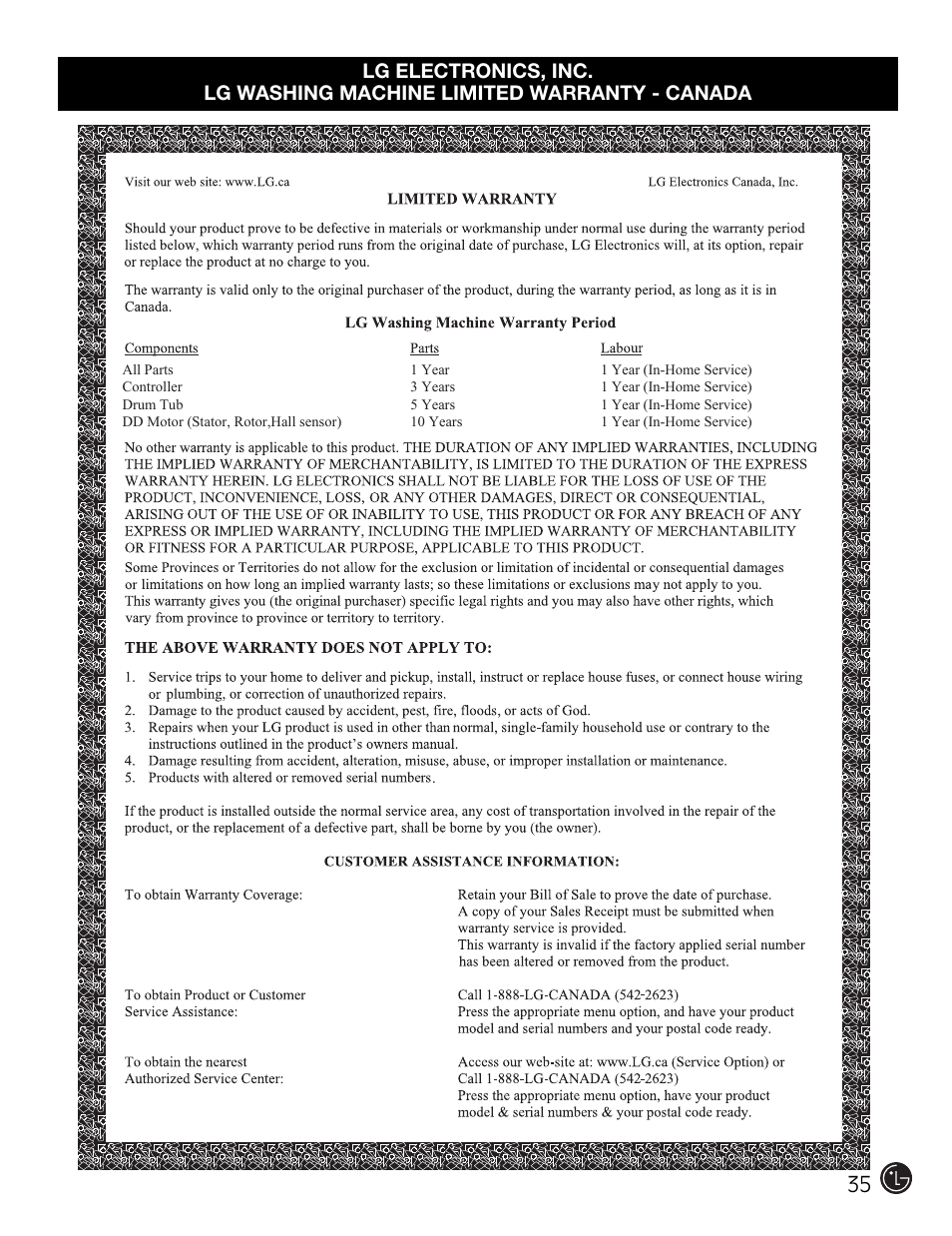 LG WM2301HR User Manual | Page 35 / 108