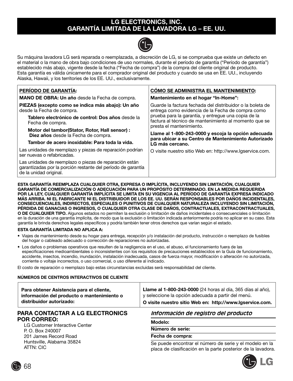 LG WM2301HR User Manual | Page 68 / 108