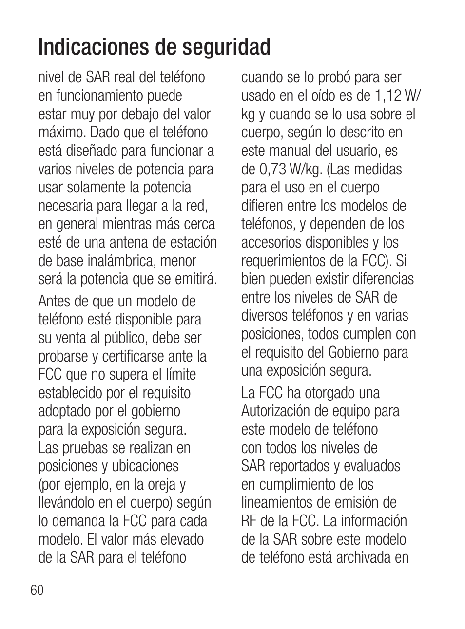 Indicaciones de seguridad | LG LG800G User Manual | Page 115 / 118