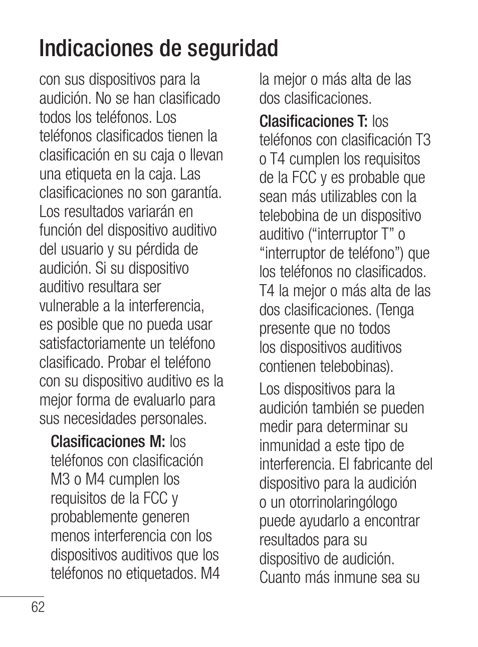 Indicaciones de seguridad | LG LG800G User Manual | Page 117 / 118