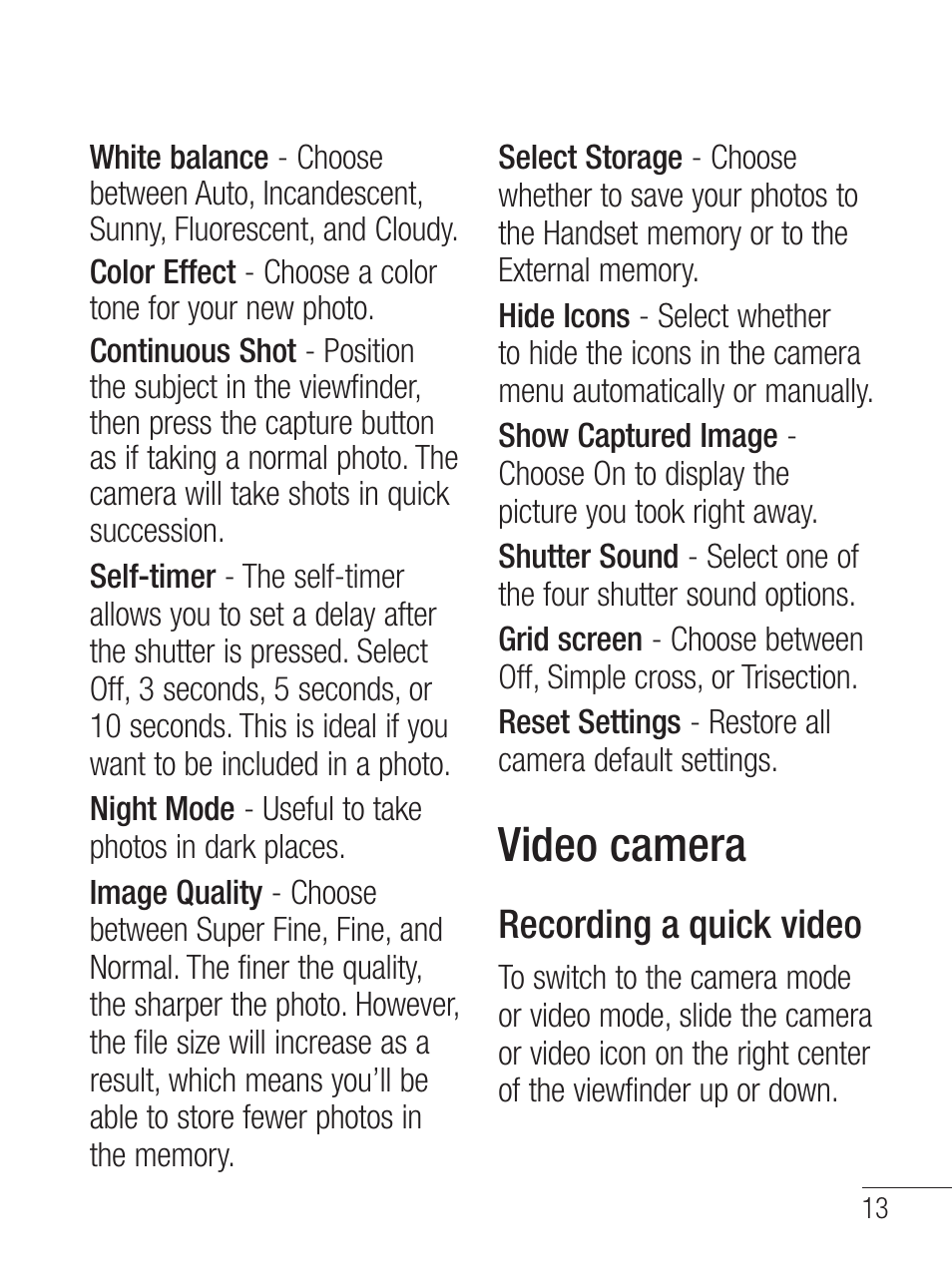 Video camera, Recording a quick video | LG LG800G User Manual | Page 15 / 118