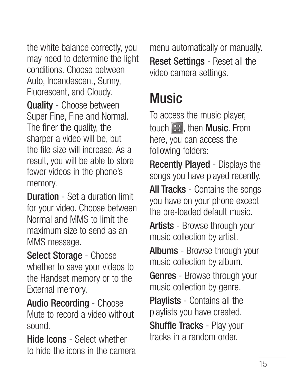 Music | LG LG800G User Manual | Page 17 / 118