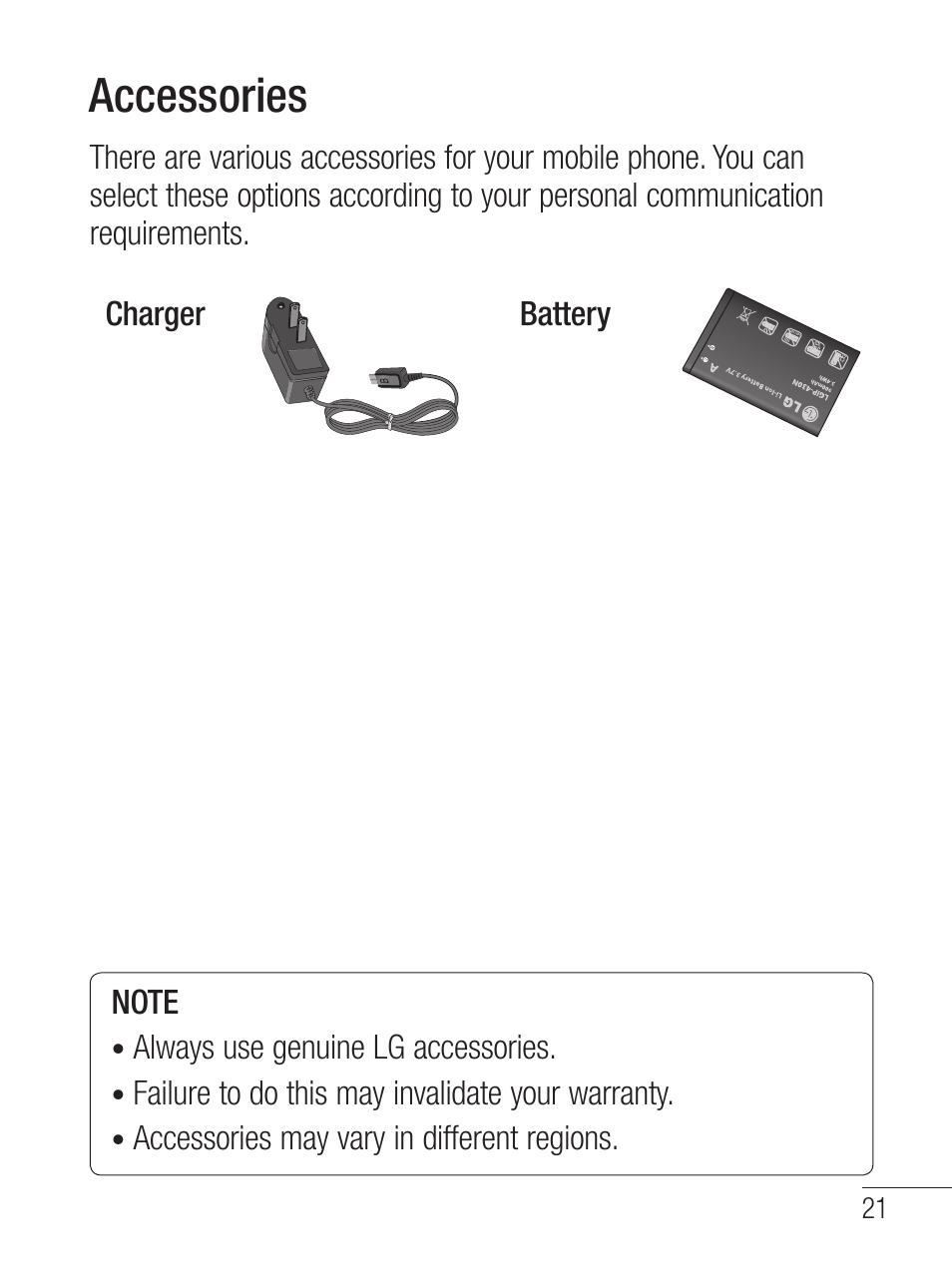 Accessories | LG LG800G User Manual | Page 23 / 118