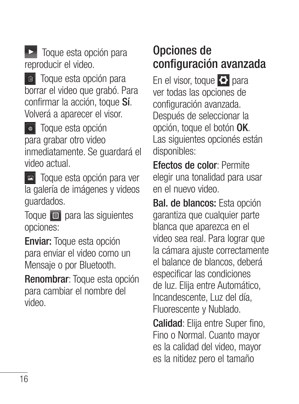 Opciones de configuración avanzada | LG LG800G User Manual | Page 71 / 118