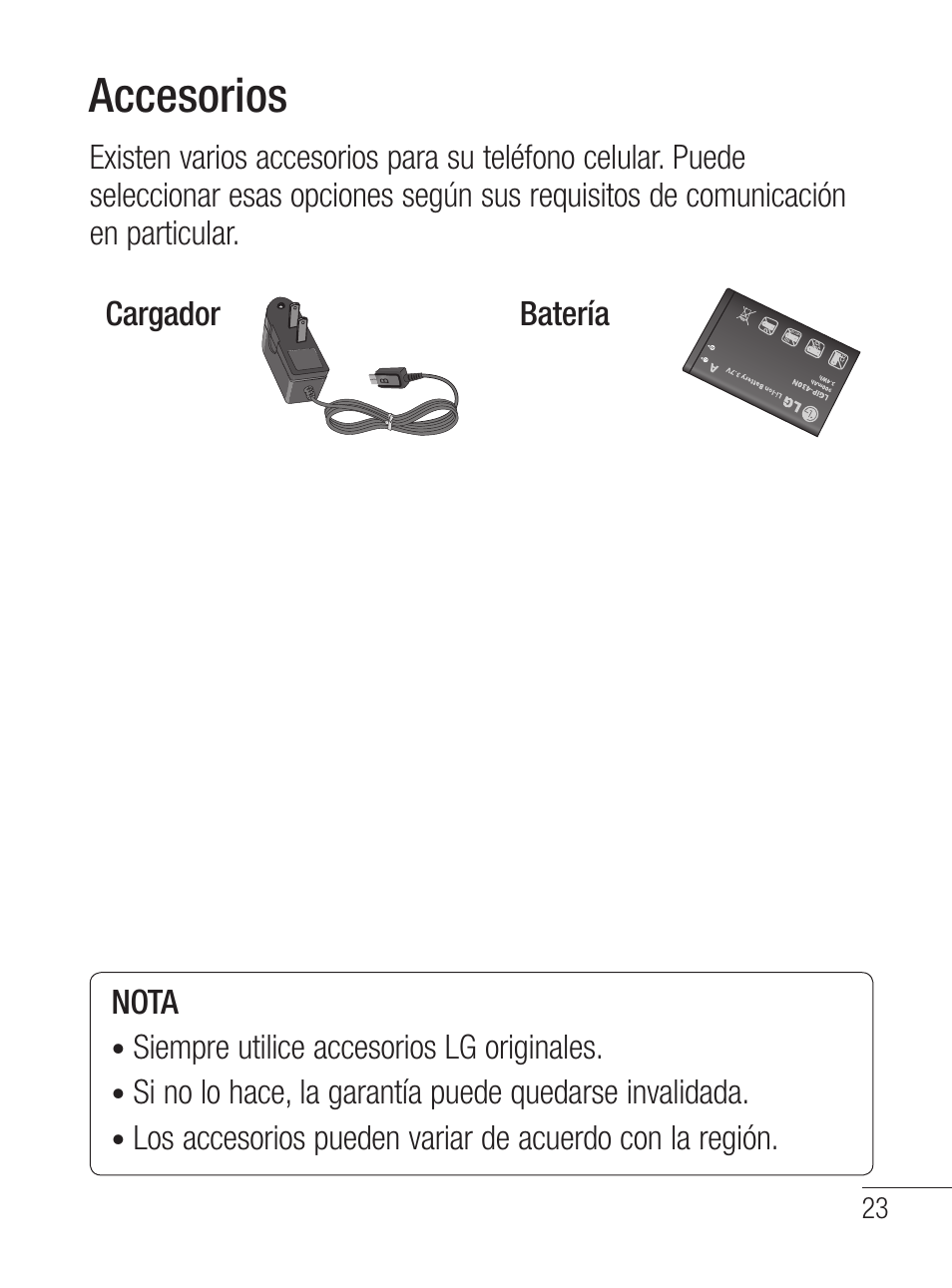 Accesorios | LG LG800G User Manual | Page 78 / 118