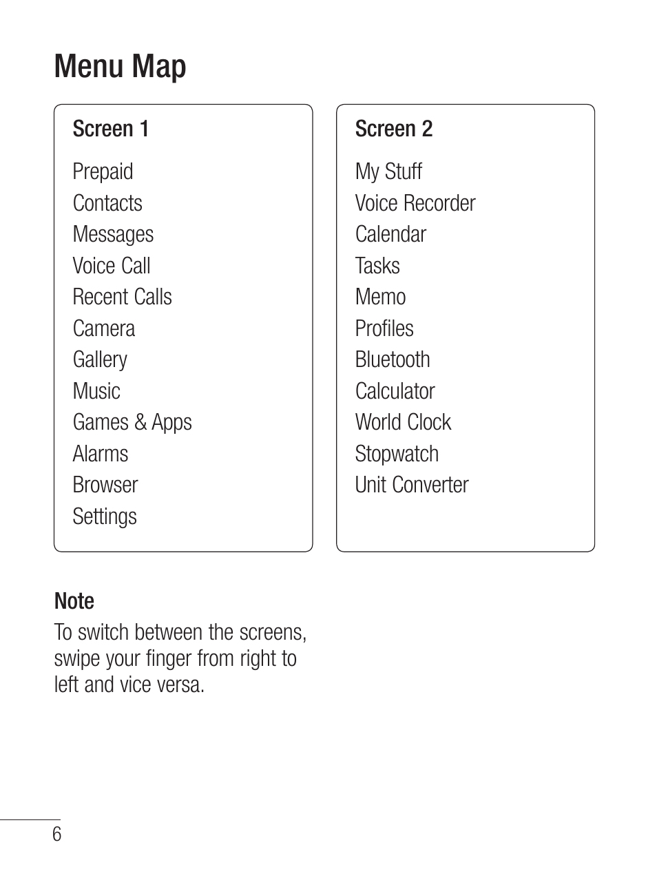 Menu map | LG LG800G User Manual | Page 8 / 118