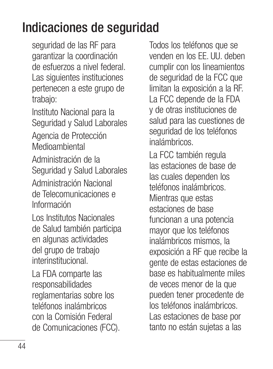 Indicaciones de seguridad | LG LG800G User Manual | Page 99 / 118