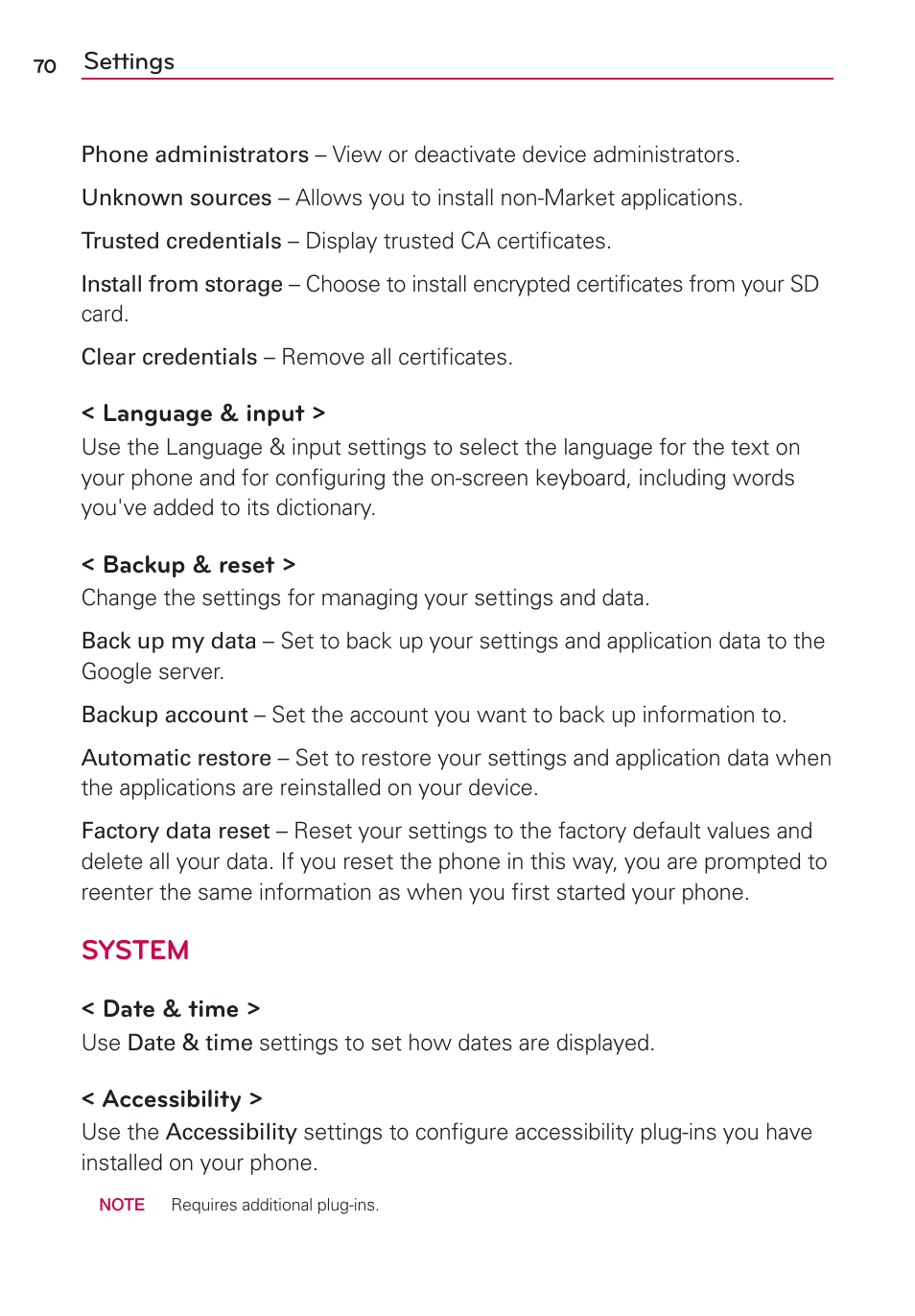 System | LG LG870 User Manual | Page 70 / 117