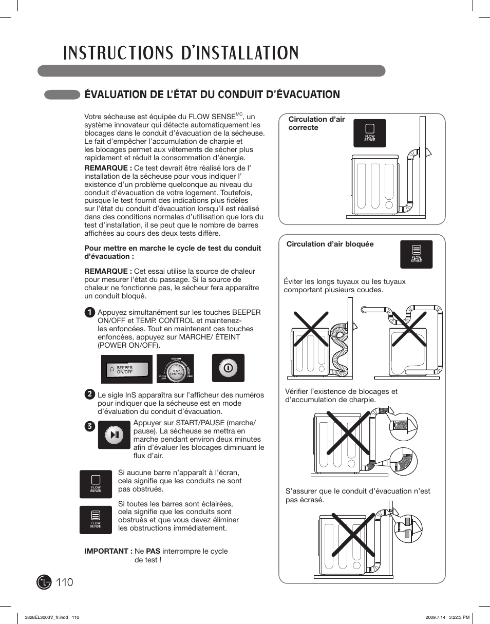 Évaluation de l’état du conduit d’évacuation | LG DLGX2502W User Manual | Page 110 / 134