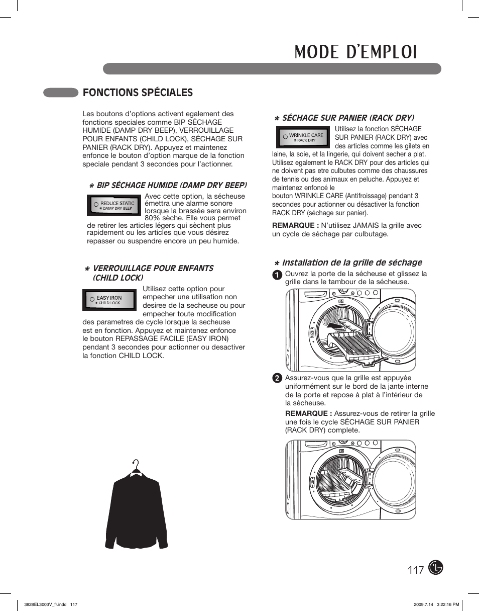 Fonctions spéciales | LG DLGX2502W User Manual | Page 117 / 134