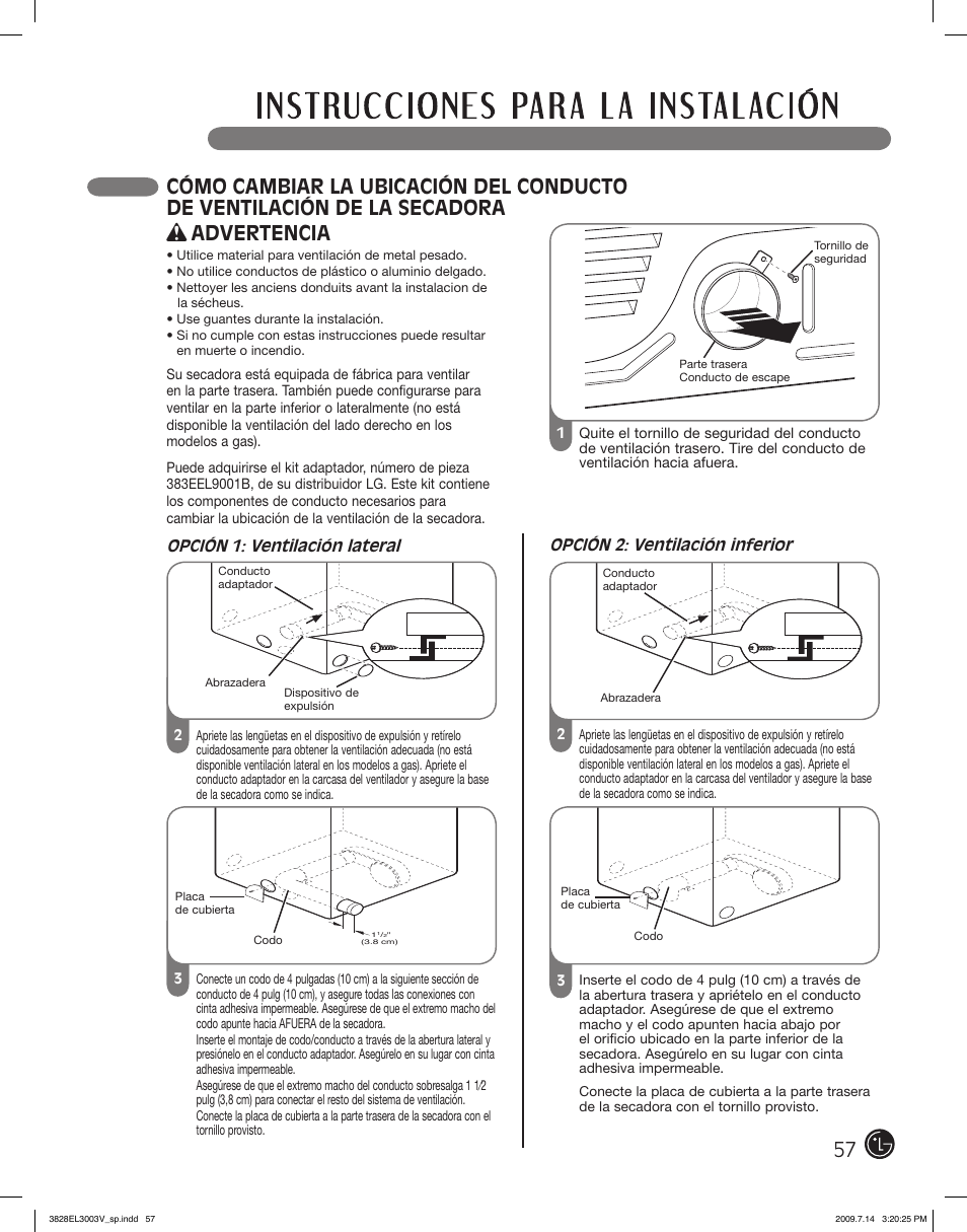 Advertencia | LG DLGX2502W User Manual | Page 57 / 134