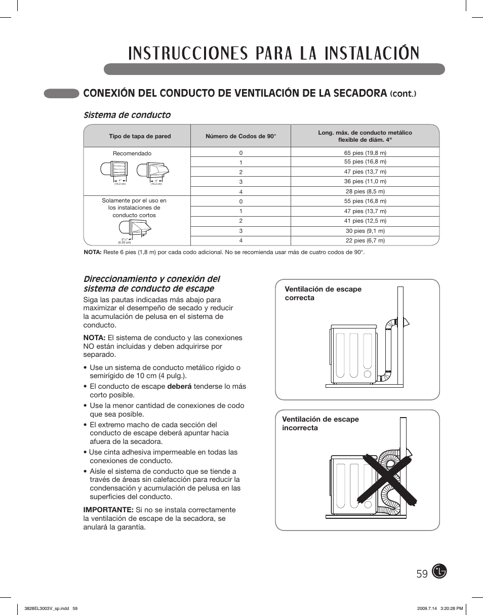 Sistema de conducto | LG DLGX2502W User Manual | Page 59 / 134