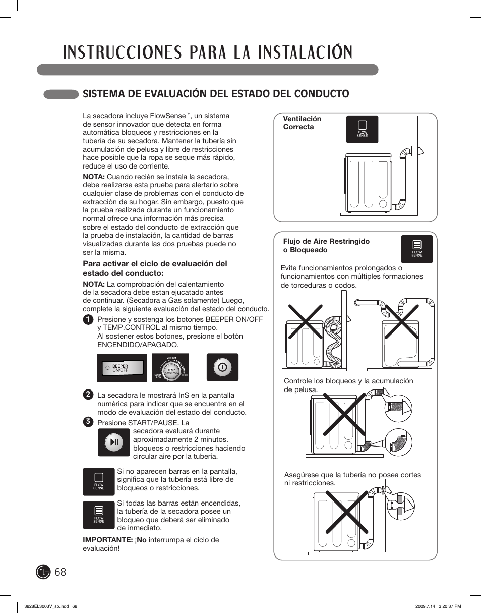 Sistema de evaluación del estado del conducto | LG DLGX2502W User Manual | Page 68 / 134