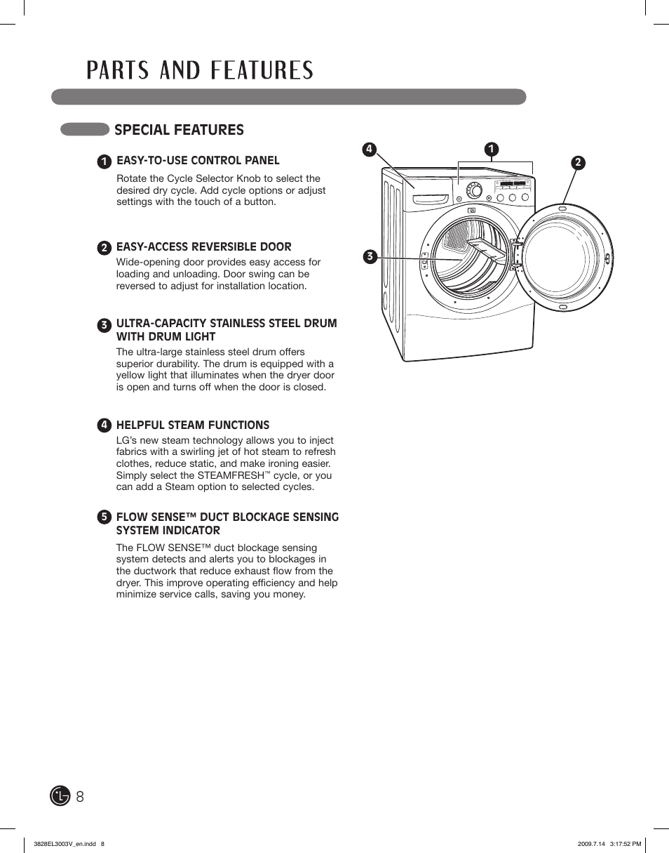 Special features | LG DLGX2502W User Manual | Page 8 / 134