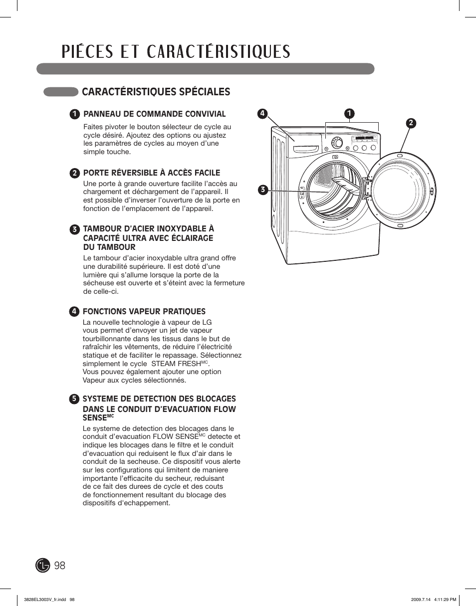 Caractéristiques spéciales | LG DLGX2502W User Manual | Page 98 / 134
