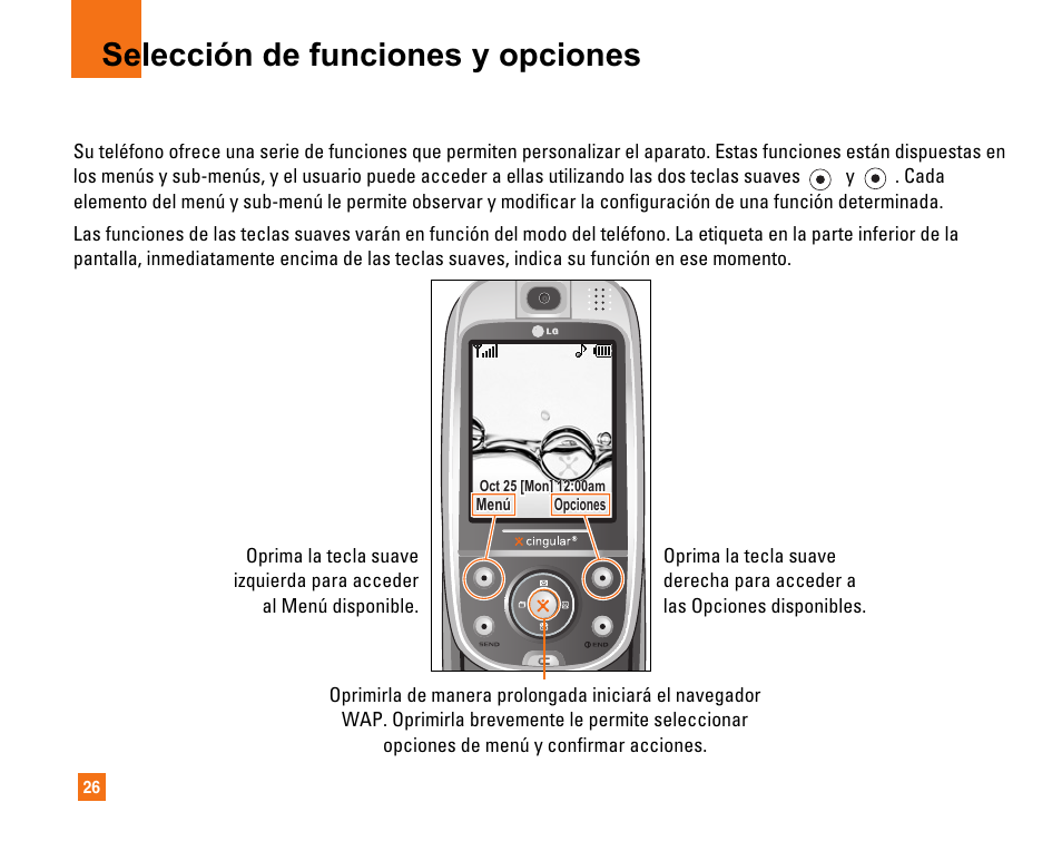 Selección de funciones y opciones | LG CU320 User Manual | Page 128 / 206