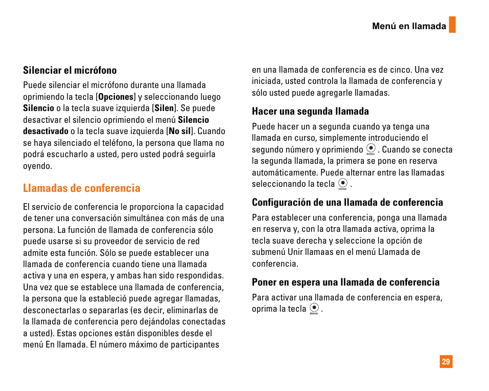 Llamadas de conferencia | LG CU320 User Manual | Page 131 / 206