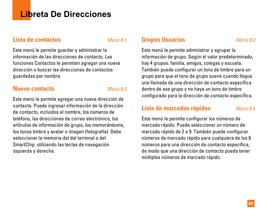 Libreta de direcciones | LG CU320 User Manual | Page 171 / 206