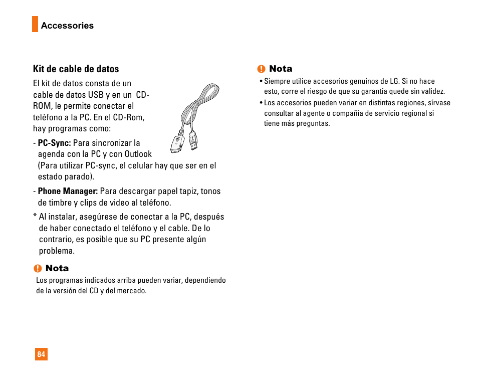 Kit de cable de datos | LG CU320 User Manual | Page 186 / 206