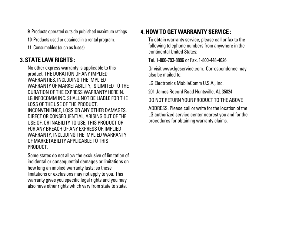 LG CU320 User Manual | Page 4 / 206