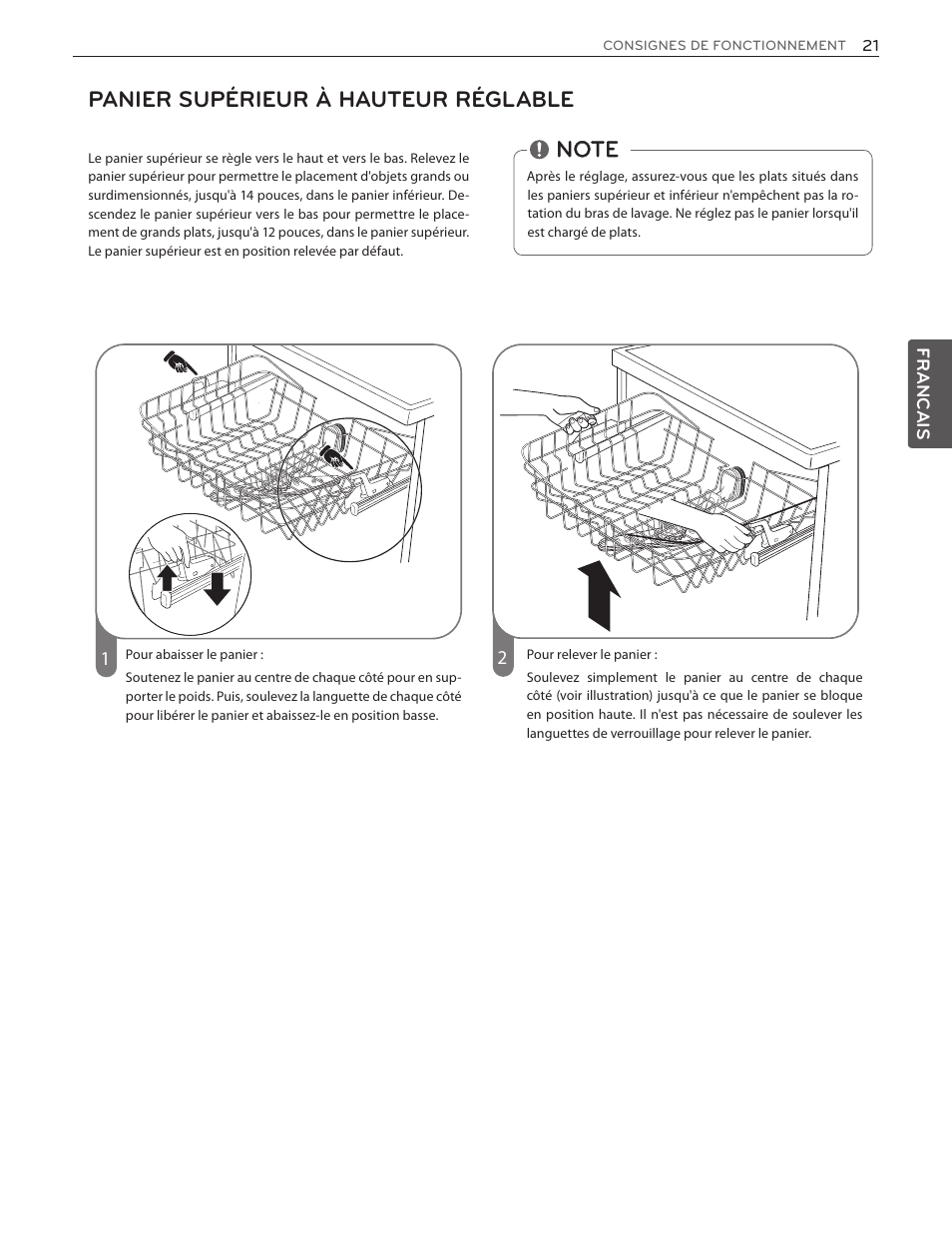 Panier supérieur à hauteur réglable | LG LDS5774ST User Manual | Page 89 / 104